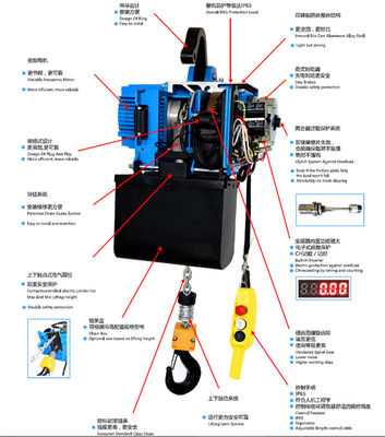 Workshop 1 Ton Crane Hoist Remote Electric Chain Hoist 500kg
